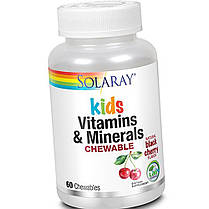 Вітаміни для дітей Solaray Kids Vitamins & Minerals 60 chewables black cherry, фото 6