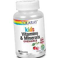 Витамины и минералы для детей Solaray Kids Vitamins & Minerals 60 chewables black cherry