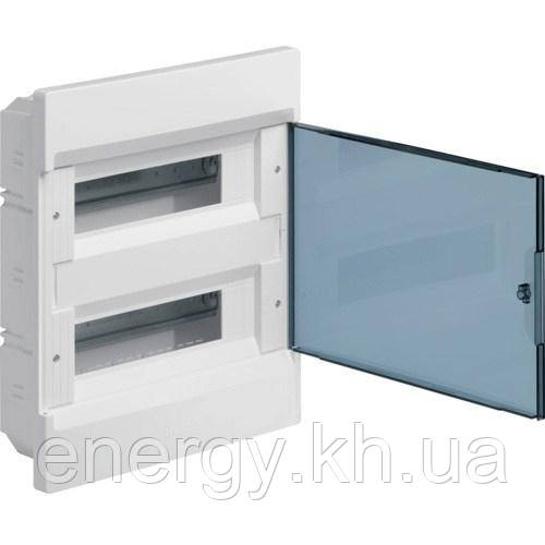 Hager Cosmos VR212TD. Щит на 24 модуля (2х12) внутрішньої установки з прозорими дверима