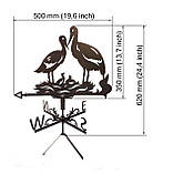 Флюгер Лелеки з двома пташенятами, флюгер на дах з металу 2 мм., фото 2