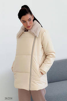 Дута тепла куртка-косуха з коміром зі штучного хутра розмір 42-46