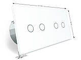 Сенсорний вимикач 4 сенсора (2-2) Livolo білий скло (VL-C702/C702-11), фото 5