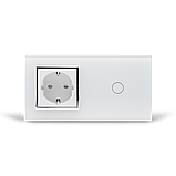 Сенсорний вимикач 1 сенсор 1 розетка Livolo білий хром скло (VL-C701/C7C1EU-11C), фото 4