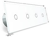 Сенсорний вимикач 4 сенсора (1-1-1-1) Livolo білий скло (VL-C704-11), фото 5