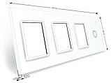 Рамка 4-постова для 1-сенсорного вимикача та трьох розеток (1-0-0-0) LIVOLO, загартоване скло, біла, 294×80 мм, фото 3