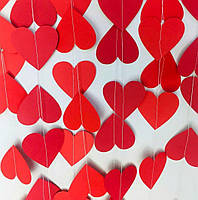 Бумажная гирлянда из сердечек | Красный