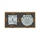 Безконтактний вимикач 1 сенсор 1 розетка Livolo золото скло (VL-C701/C7C1EU-PRO-13), фото 4