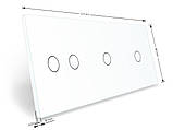 Рамка 3-постова для двох 1-сенсорних та одного 2-сенсорного вимикачів (1-1-2) LIVOLO, загартоване скло, біла,, фото 3