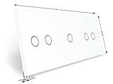 Рамка 3-постова для 1-сенсорного та двох 2-сенсорних вимикачів (2-1-2) LIVOLO, загартоване скло, біла, 223×80, фото 3