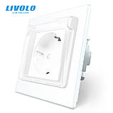 Розетка вологозахисна з кришкою Livolo білий скло (VL-C7C1EUWF-11), фото 3