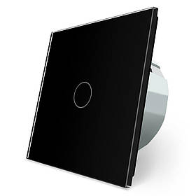 Сенсорний вимикач LIVOLO, чорний скляний, 5А 230В, без нейтралі (VL-C7FC1-2BP)