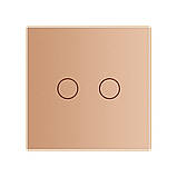 Сенсорний радіокерований вимикач 2 сенсора Livolo золото скло (VL-C702R-13), фото 2