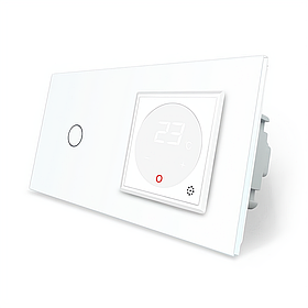 Сенсорний вимикач 1 сенсор Терморегулятор з зовнішнім датчиком температури для теплої підлоги Livolo білий скло