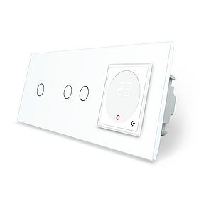 Сенсорний вимикач 3 сенсора (1-2) Терморегулятор з зовнішнім датчиком температури для теплої підлоги Livolo білий скло