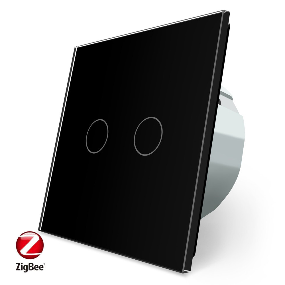 Розумний сенсорний ZigBee вимикач 2 сенсора Livolo чорний скло (VL-C702Z-12)