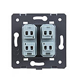 Універсальна подвійна розетка LIVOLO, біла, 2 стандарти в 1 (EU/US), з захисними шторками, 16А 250В, модуль, фото 3