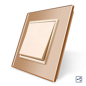 Одноклавішний прохідний вимикач Livolo золото скло (VL-C7K1S-13)