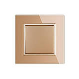 Одноклавішний прохідний вимикач Livolo золото скло (VL-C7K1S-13), фото 4