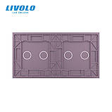 Панель для сенсорного вимикача 4 сенсори (2-2) Livolo рожевий скло (C7-C2/C2-17), фото 4