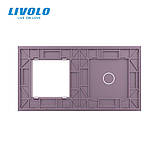 Панель для сенсорного вимикача 1 сенсор 1 розетка (1-0) Livolo рожевий скло (C7-C1/SR-17), фото 4