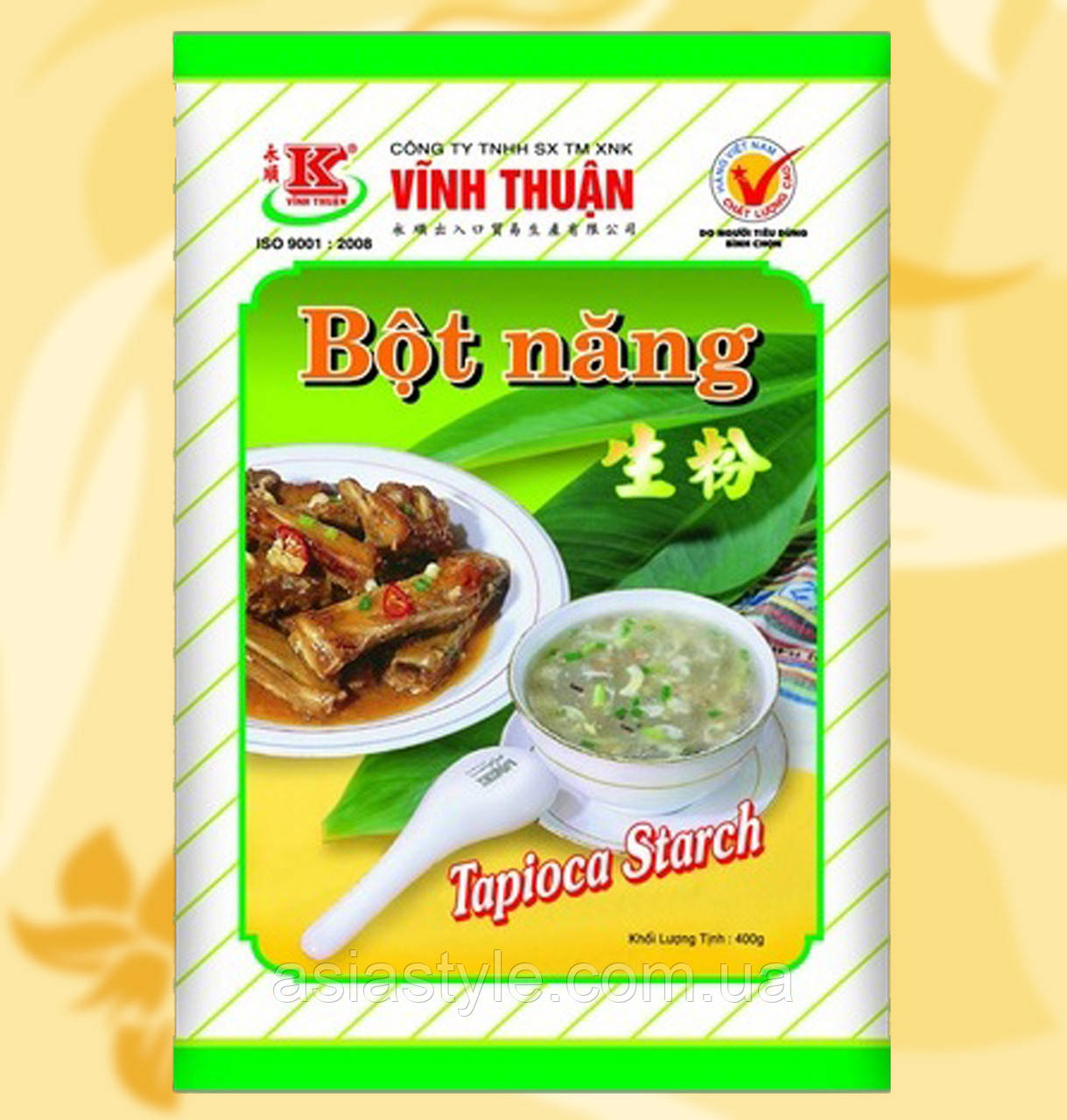 Крохмаль Тапіока, борошно маніоки, Cock Brand, 400г, без глютену, Таїланд, АФ