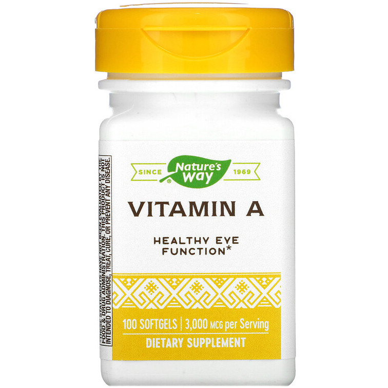 Вітамін А, Nature's Way "Vitamin A" 3000 мкг (100 гелевих капсул)