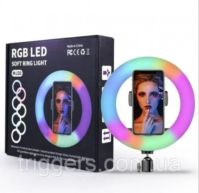 Кольорова кільцева лампа MJ26 RGB LED SOFT RING LIGHT D=26 см