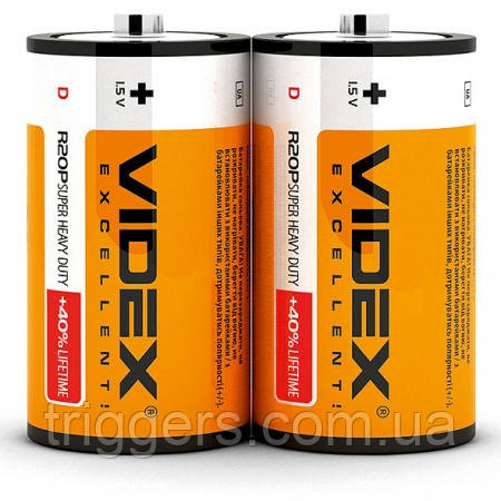 Батарейка сольова Videx 2 шт. R20, фото 1