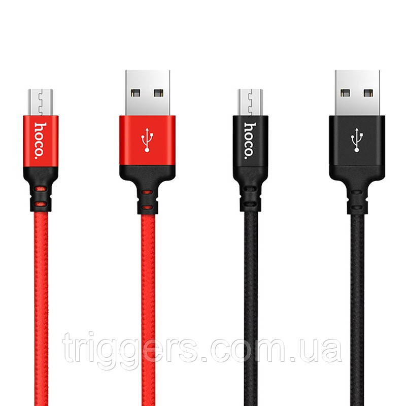 Кабель HOCO microUSB X14 Times Speed 1.0m Black-Red - фото 2 - id-p1560579453