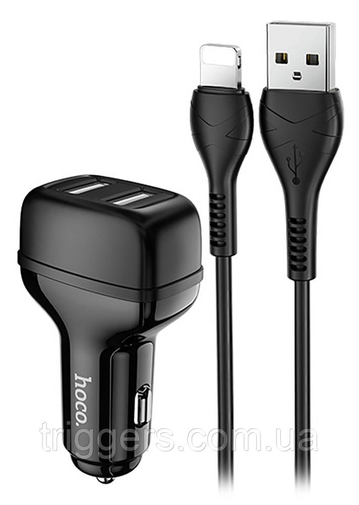 АЗУ HOCO Z36 Leader 2USB/2,4A + Cable Lightning Black