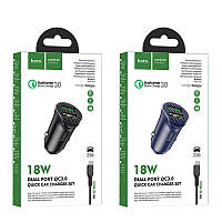 АЗУ HOCO Z39 Farsighted 2USB/QC3.0/18W/MicroUSB-cable-Set Black