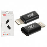 Перехідник XO NB130 microUSB to lightning Black, фото 3
