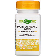 Вітамін B5, Nature's Way "Pantothenic Acid Vitamin B5" пантотенова кислота, 500 мг (100 капсул)