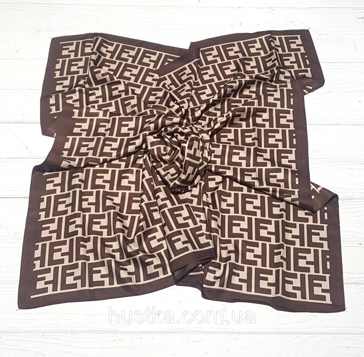 Шовкова хустка Енді 90*90 см кава з молоком 1121