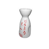 Бутылка для саке белая с иероглифами 175мл
