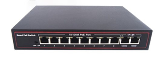 Мережевий POE комутатор 48 В Gigabit на 8+2 портів з вбудованим блоком живлення