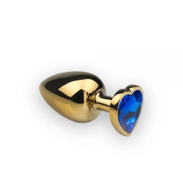 Анальна пробка,Gold Heart Sapphire, L | Puls69