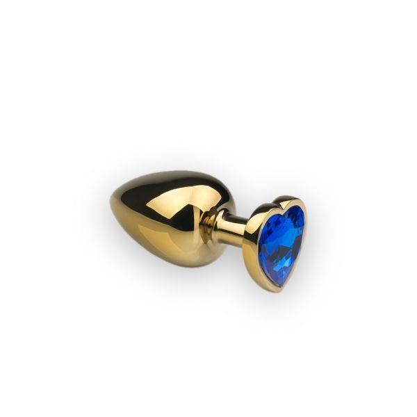 Анальна пробка,Gold Heart Sapphire, M | Puls69