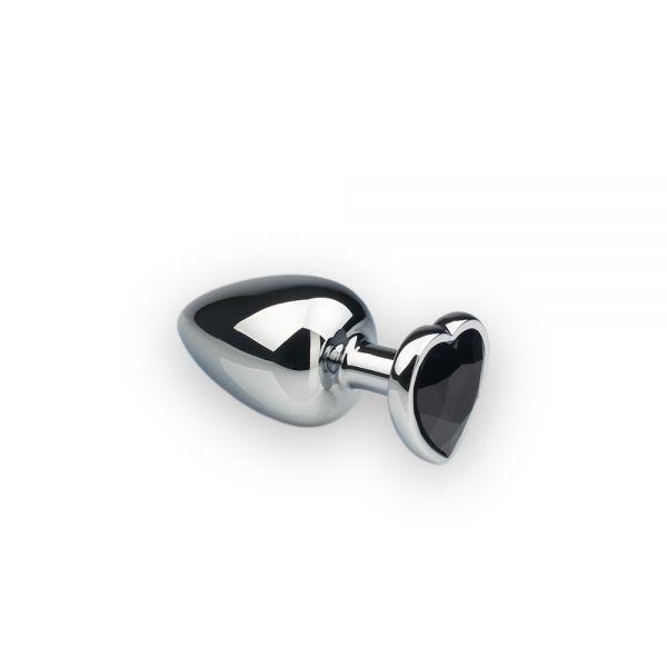 Анальна пробка, Silver Heart Black Diamond, M | Puls69