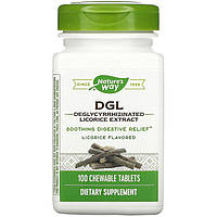 Деглицирризованная солодка Nature's Way "DGL Deglycyrrhizinated Licorice Extract" 75 мг (100 таблеток)