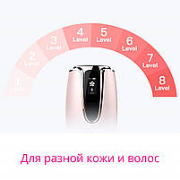 Фотоепілятор Ipl Hair Removal Ellesilk Dh5, рожевий, 8 рівнів, 2 режими - апарат для епіляції всього тіла, фото 7