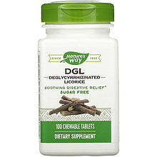 Дегліциризована солодка Nature's Way "DGL Deglycyrrhizinated Licorice" без цукру, 75 мг (100 таблеток)