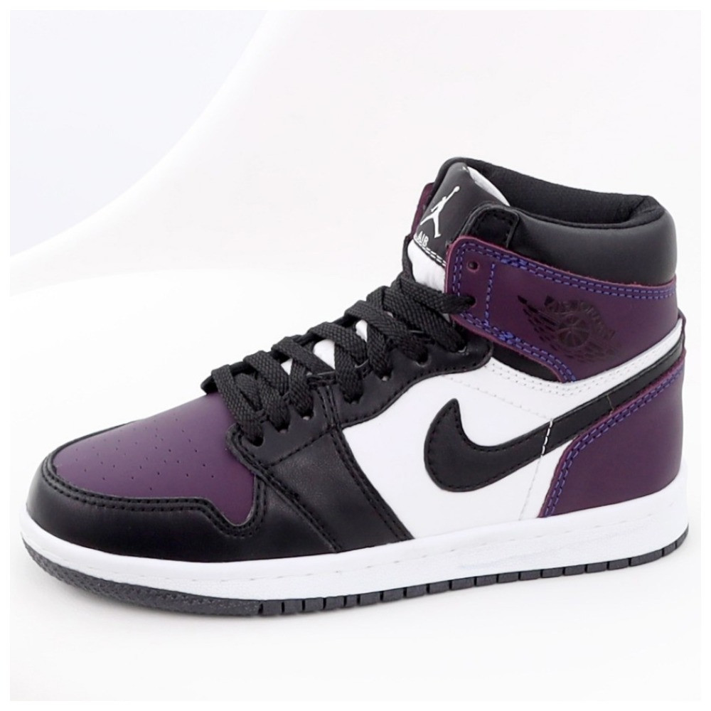 Чоловічі кросівки Nike Air Jordan 1 Retro High Black Violet White, шкіряні кросівки найк аір джордан 1 ретро аїр, фото 1
