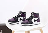 Чоловічі кросівки Nike Air Jordan 1 Retro High Black Violet White, шкіряні кросівки найк аір джордан 1 ретро аїр, фото 2