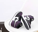 Чоловічі кросівки Nike Air Jordan 1 Retro High Black Violet White, шкіряні кросівки найк аір джордан 1 ретро аїр, фото 4
