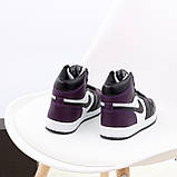Чоловічі кросівки Nike Air Jordan 1 Retro High Black Violet White, шкіряні кросівки найк аір джордан 1 ретро аїр, фото 5