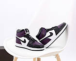 Чоловічі кросівки Nike Air Jordan 1 Retro High Black Violet White, шкіряні кросівки найк аір джордан 1 ретро аїр, фото 3