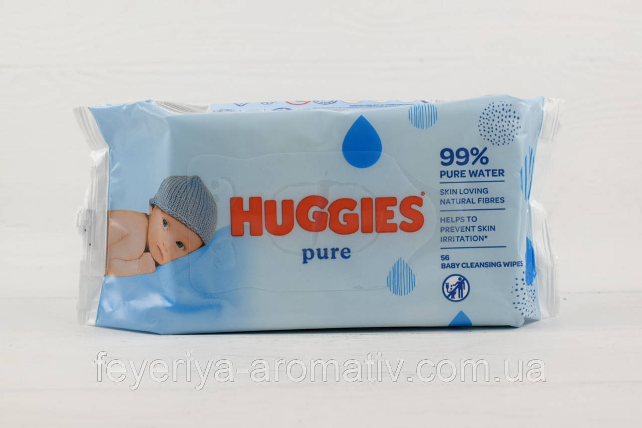 Дитячі вологі серветки Hugies Pure 56шт. Великобританія