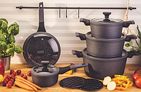 Набор кухонной посуды 12 предметов с мраморным покрытием Edenberg (EB-5641) / Набор кастрюль