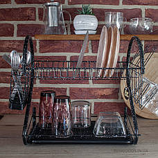 Сушарка для посуду мармурова, двох ярусних Edenberg Чорний, фото 2